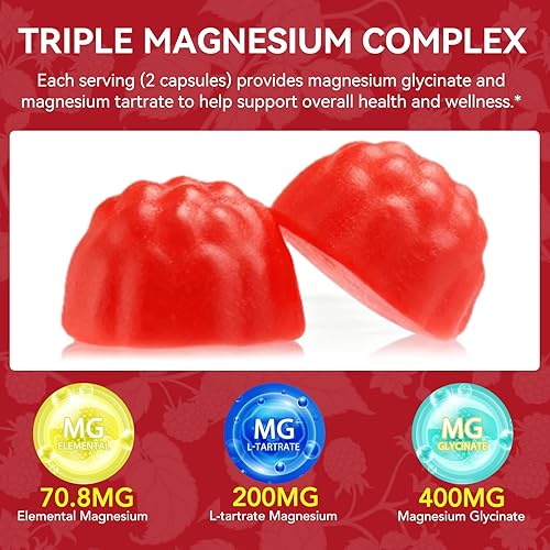 Miniatura 4 de Gomitas de glicinato de magnesio de 600 mg para adultos, apoya la relajación, glicinato de magnesio masticable, sin OMG, sin azúcar, 120 unidades