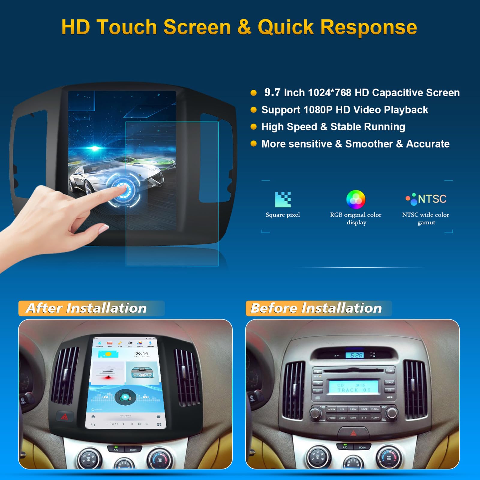 podwójne Din radio samochodowe stereo dla Hyundai Verna 2007-2011 9,7"