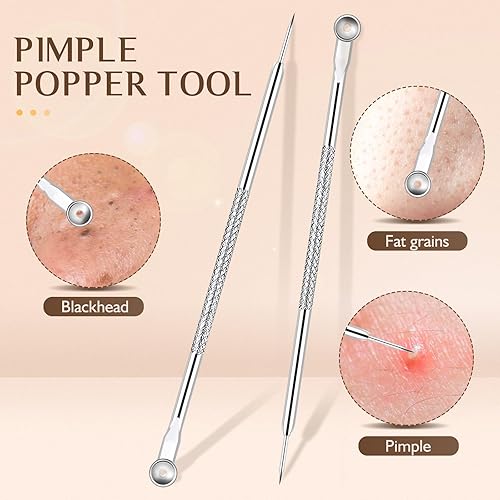Miniatura 7 de WSYUB Pinzas de puntos negros, kit de herramientas para reventar espinillas, extractor de puntos negros, pinzas de pelo encarnado, herramientas de