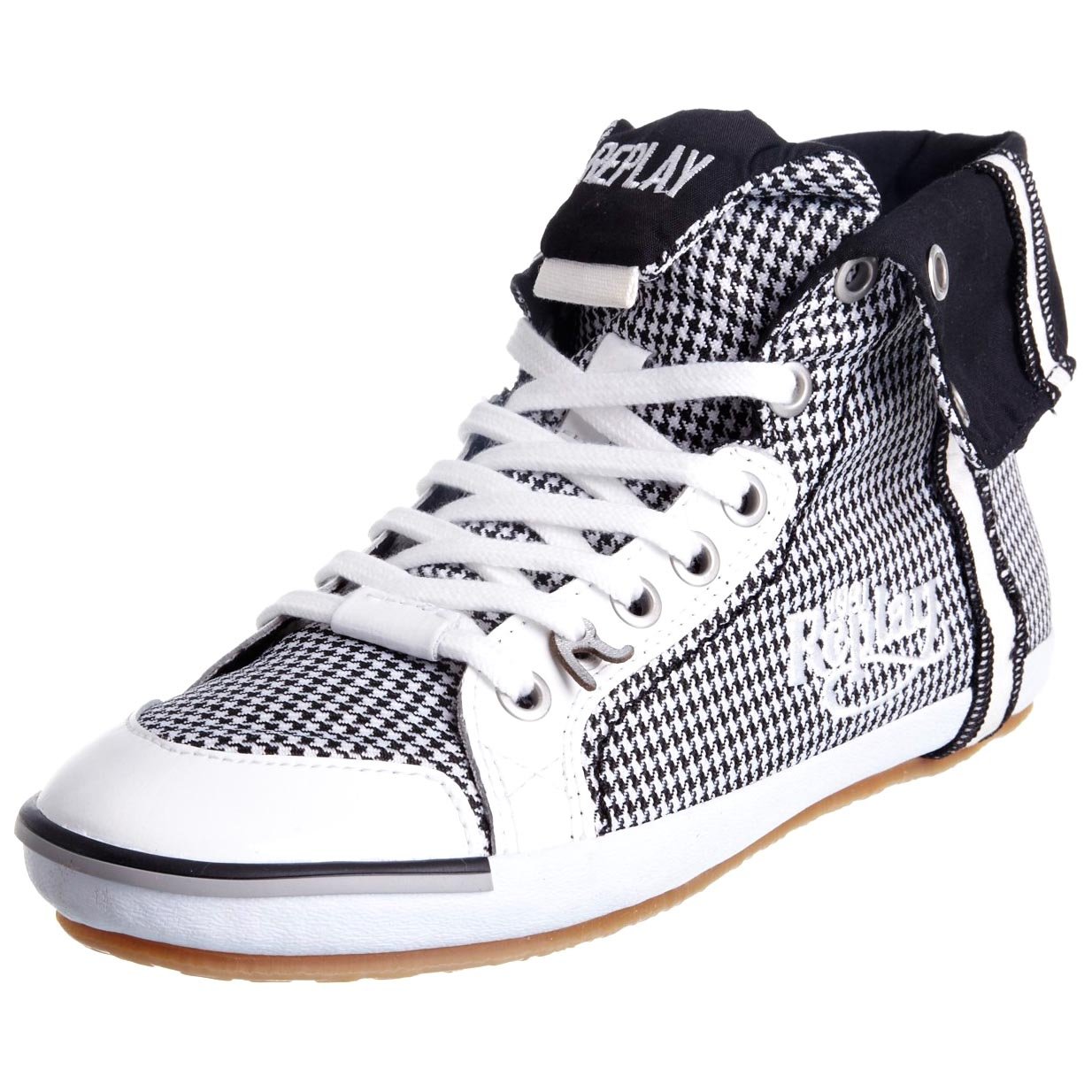 Replay Women's Brook Check White Black Lace Up Trainer GWV14.003.C0026T.062 8 UK