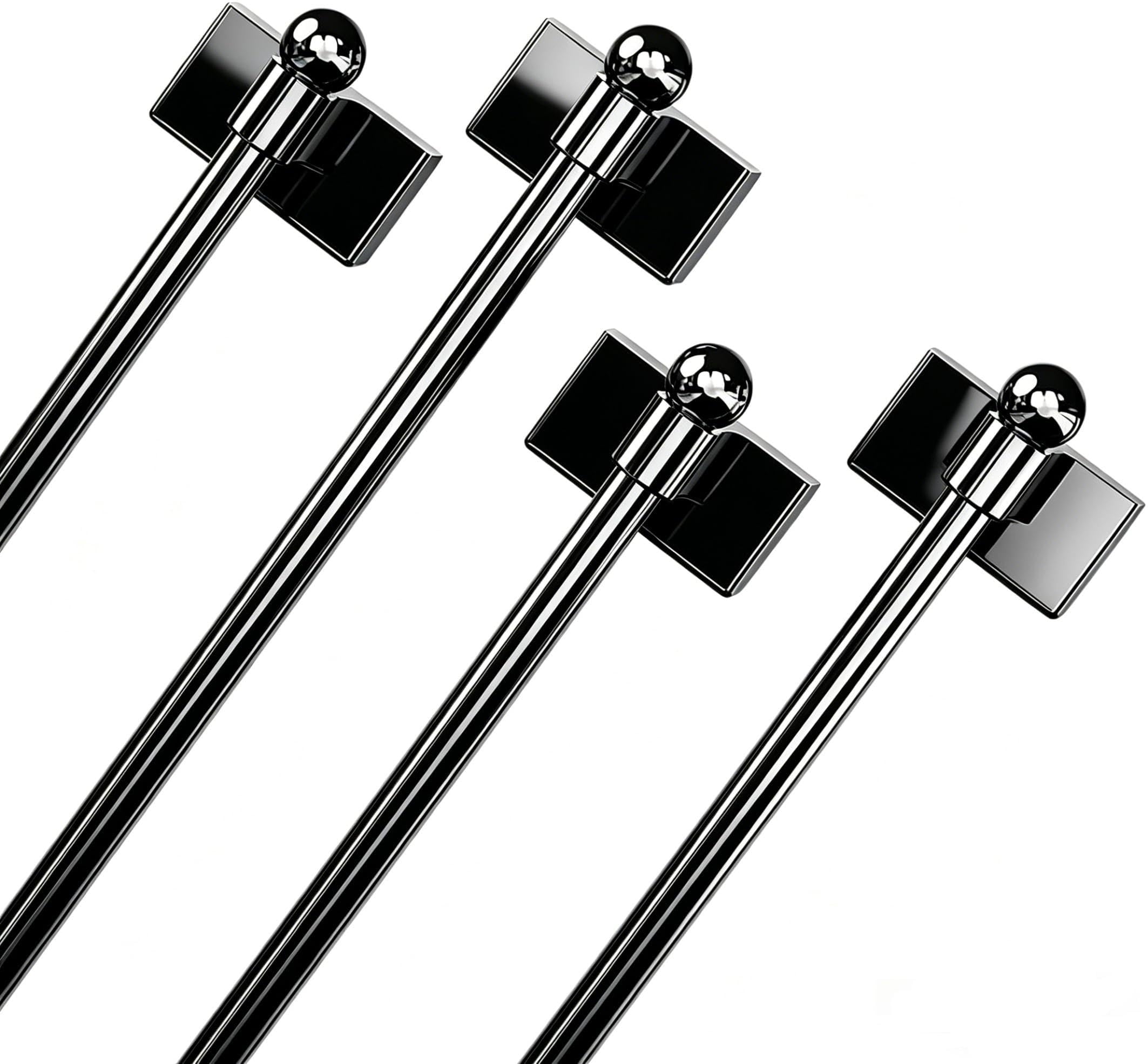Adjustable Magnetic Curtain Rod for Metal Doors from 16” to 28”,[Magnetic Towel Bar][Magnet Curtain Rod for Classroom Whiteboard][french door curtain rod ](BLACK, 16-28 Inch 4 Pack)