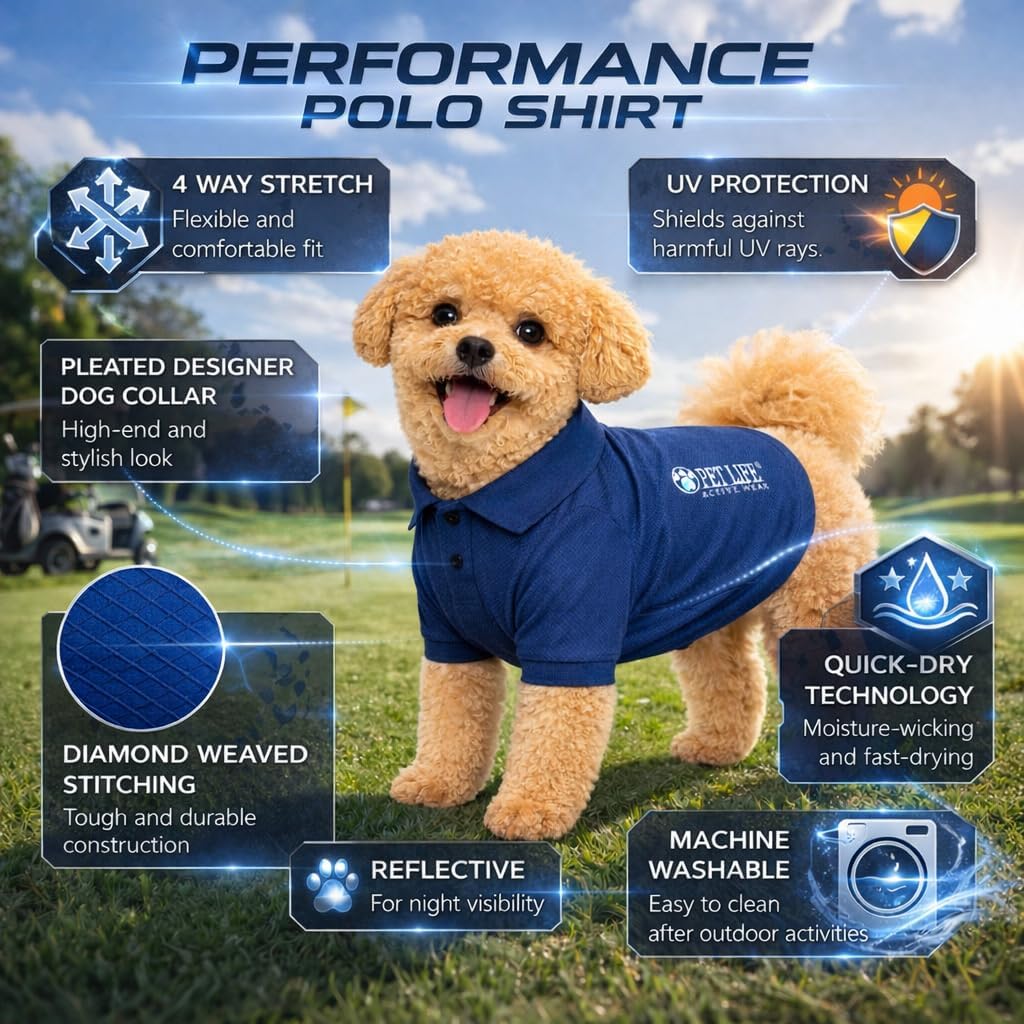 Pet Life ® Active Fur-Flexed Relax-Stretch and Quick Dry Breathable Fitness Polo Dog T-Shirt Performance Dog Clothes