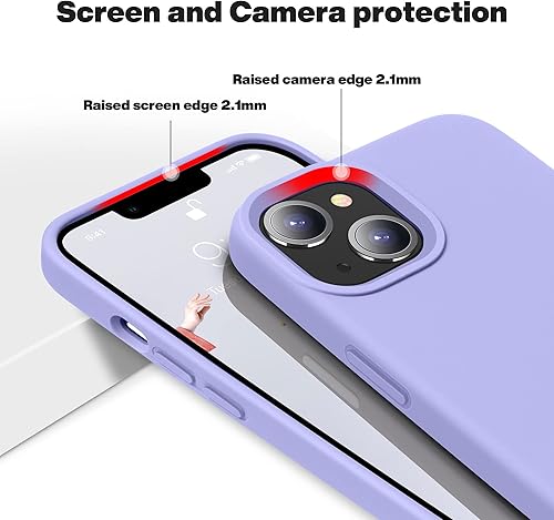 Miniatura 6 de OTOFLY Funda compatible con iPhone 13 Mini, silicona líquida, delgada, a prueba de golpes, con forro de microfibra antiarañazos, 5.4 pulgadas (malva)