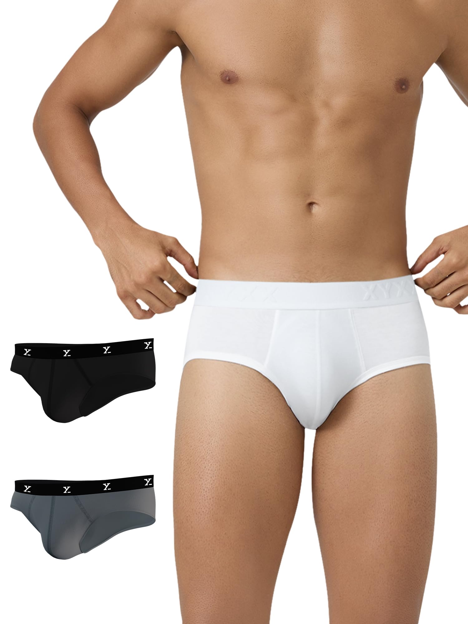 XYXX Men's Underwear Ace IntelliSoft Antimicrobial Micro Modal Brief Pack of 3 (Black;Black;Black; L)