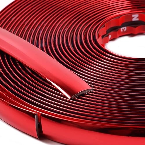 Miniatura 5 de Cromo rojo - Tira decorativa autoadhesiva para exteriores e interiores, moldura universal para salpicaderos, parachoques de ventana, puerta lateral,