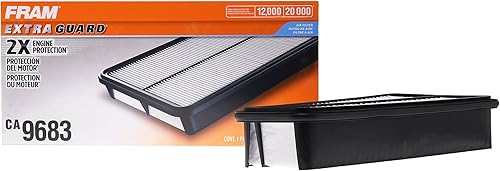 Filtro de aire de motor FRAM Extra Guard de repuesto, fácil instalación con protección avanzada del motor y rendimiento óptimo, CA9683 para
