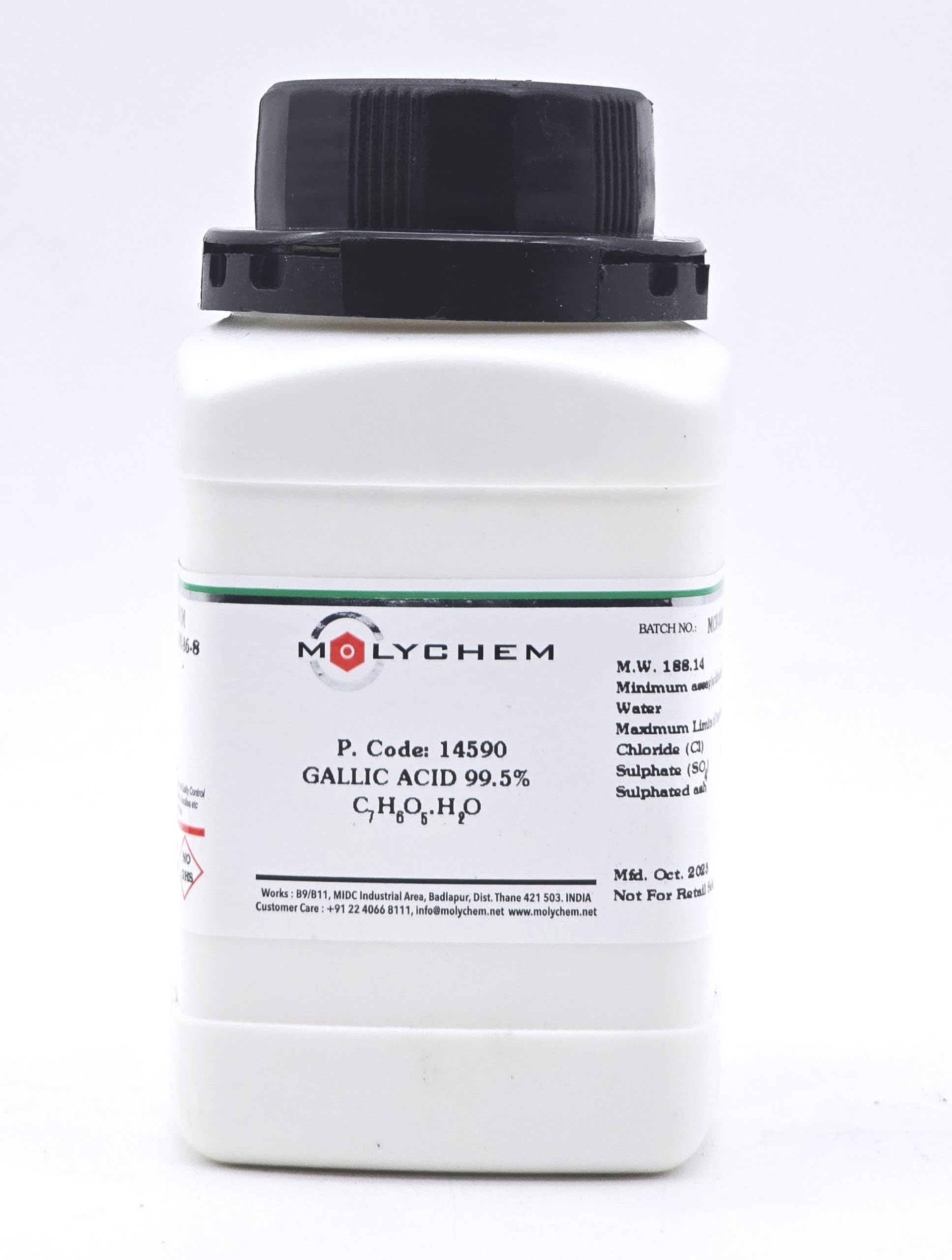 MOLYCHEM Gallic Acid pure, 99.5% 100Gm, CAS NO 5995-86-8, Molecular Formula : C7H6O5.H2O,-picture-32