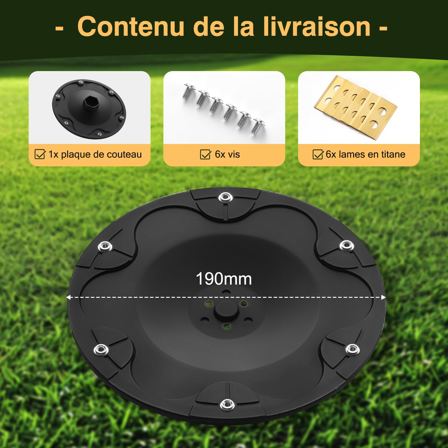 [MISE À NIVEAU] Disque de lames + 6 pièces de lames Compatibles avec DREAME | MOVA & DCK, Lame de tondeuse à gazon robotisée