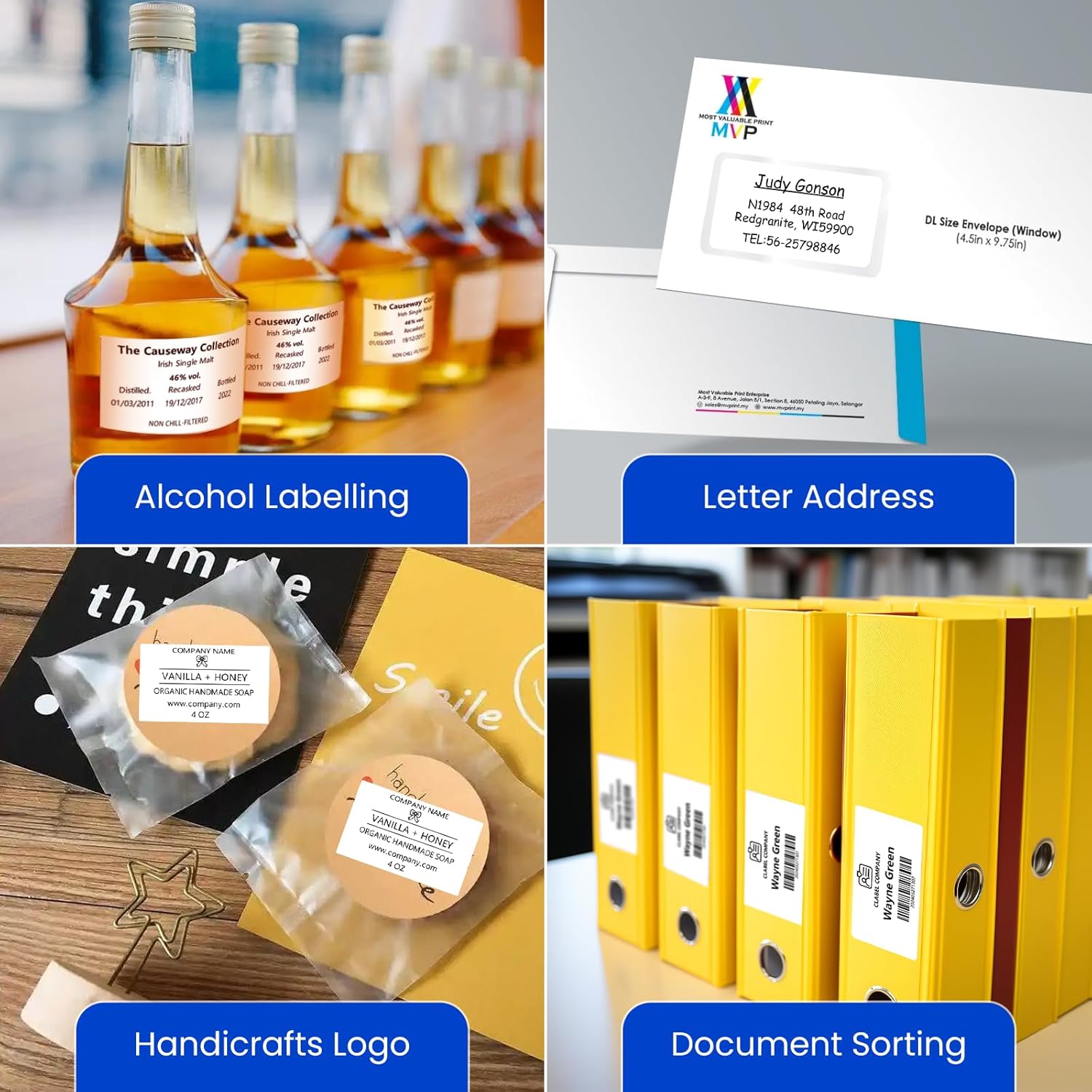 CLABEL 1.96"x1.18" Label Maker Tape 221D Label Print Paper Standard Laminated Office Oil Proof Tearproof Labeling Tape for Address, Logo, Shipping, Barcodes,QR Code (700 Labels/Roll,1 Roll) - Image 3