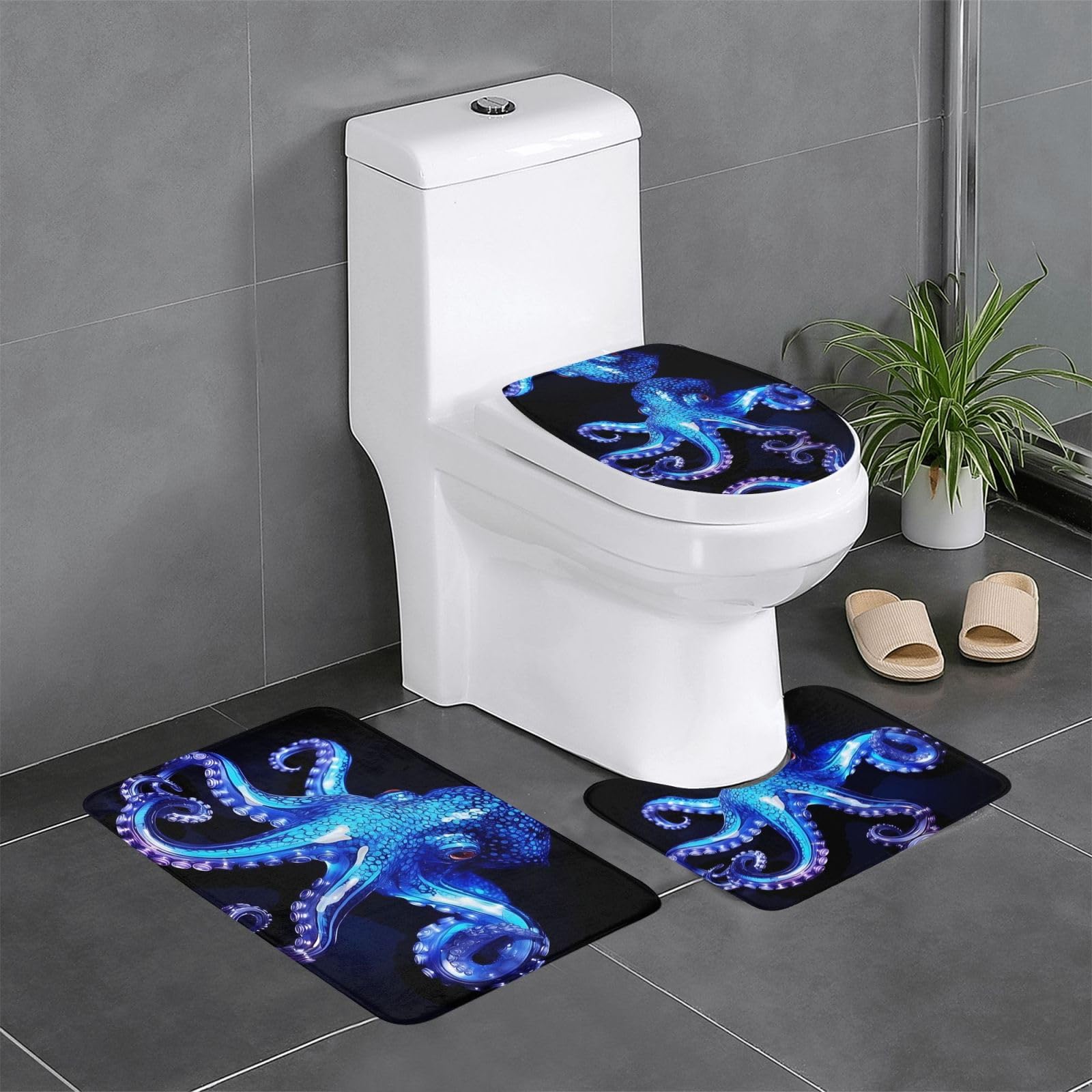 Tapis de sol de salle de bain bleu WHJSSF ensemble de 3 pièces haut de gamme