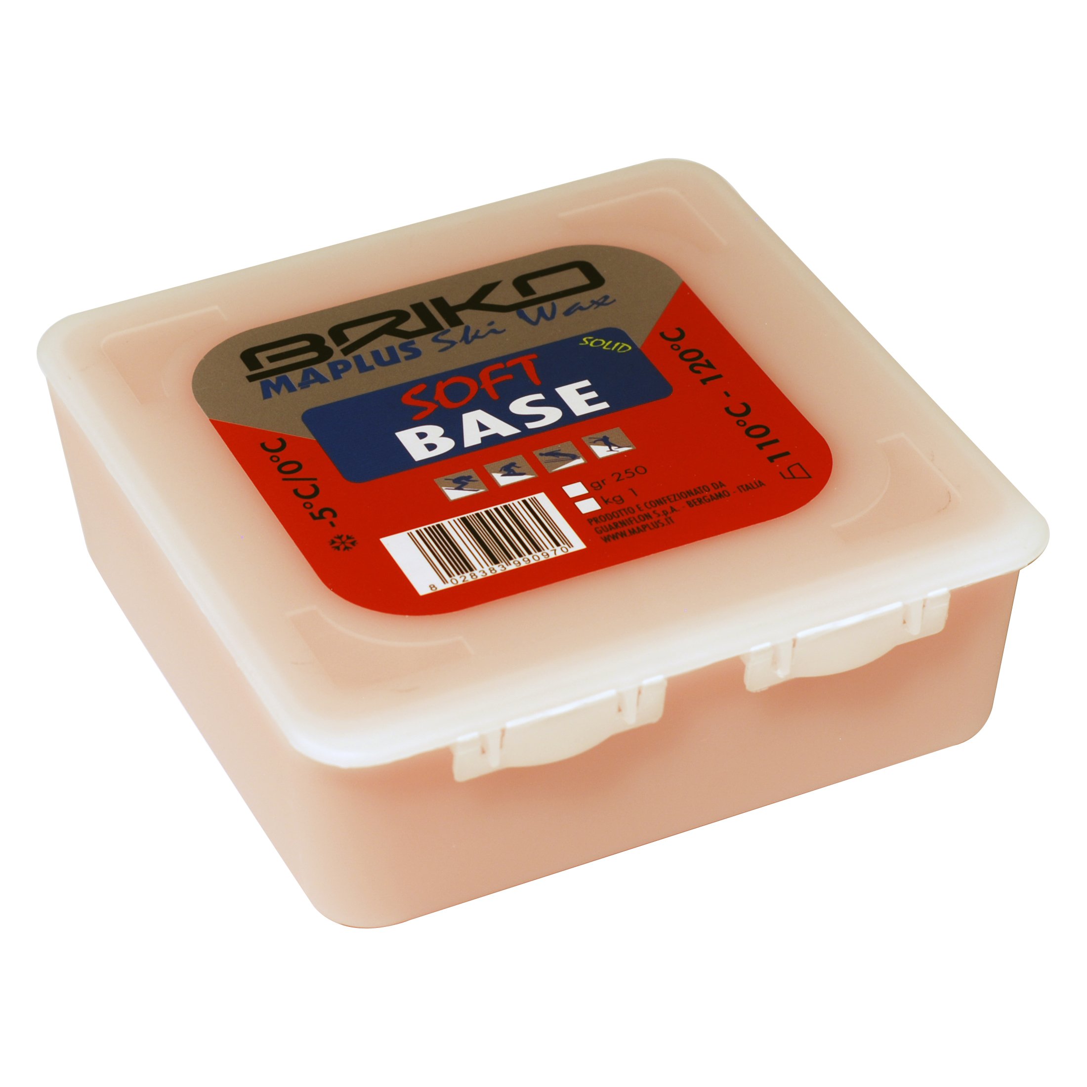 Briko-MaplusSoft Base Ski and Snowboard Saturation and Protection Paraffin Solid Wax (250 Grams)