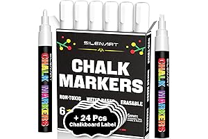 White Liquid Chalk Markers - 6 Pack of Washable Chalk Pens