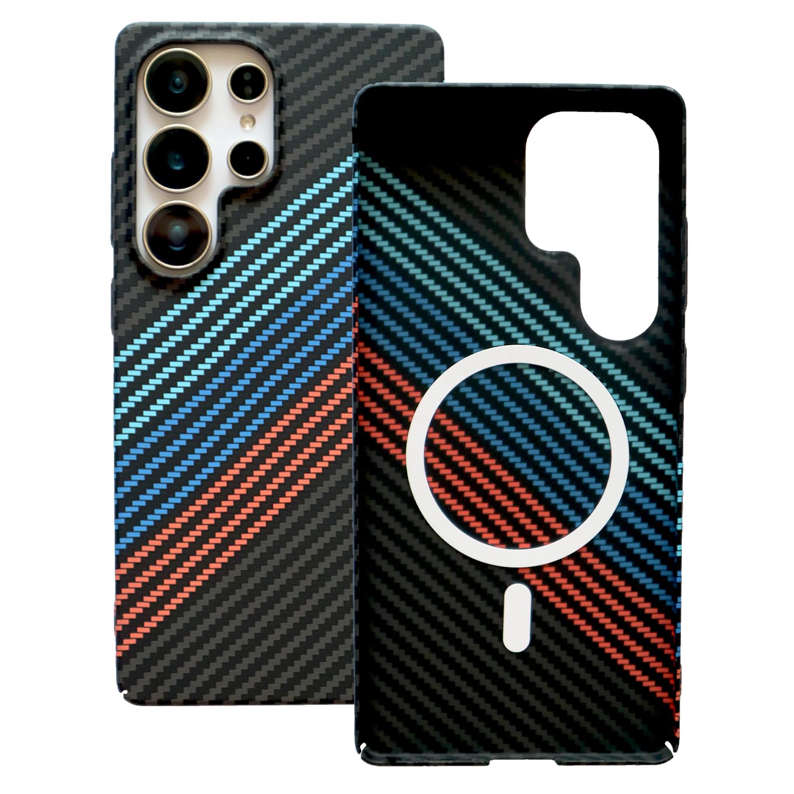 Designed for Samsung Galaxy S25 Ultra Case, Compatible with Mag-Safe, S25 Ultra Phone Case Slim Carbon Fiber, Case for Samsung S25 Ultra Shockproof Strong Magnetic Cover, Wireless Charging (Blue)