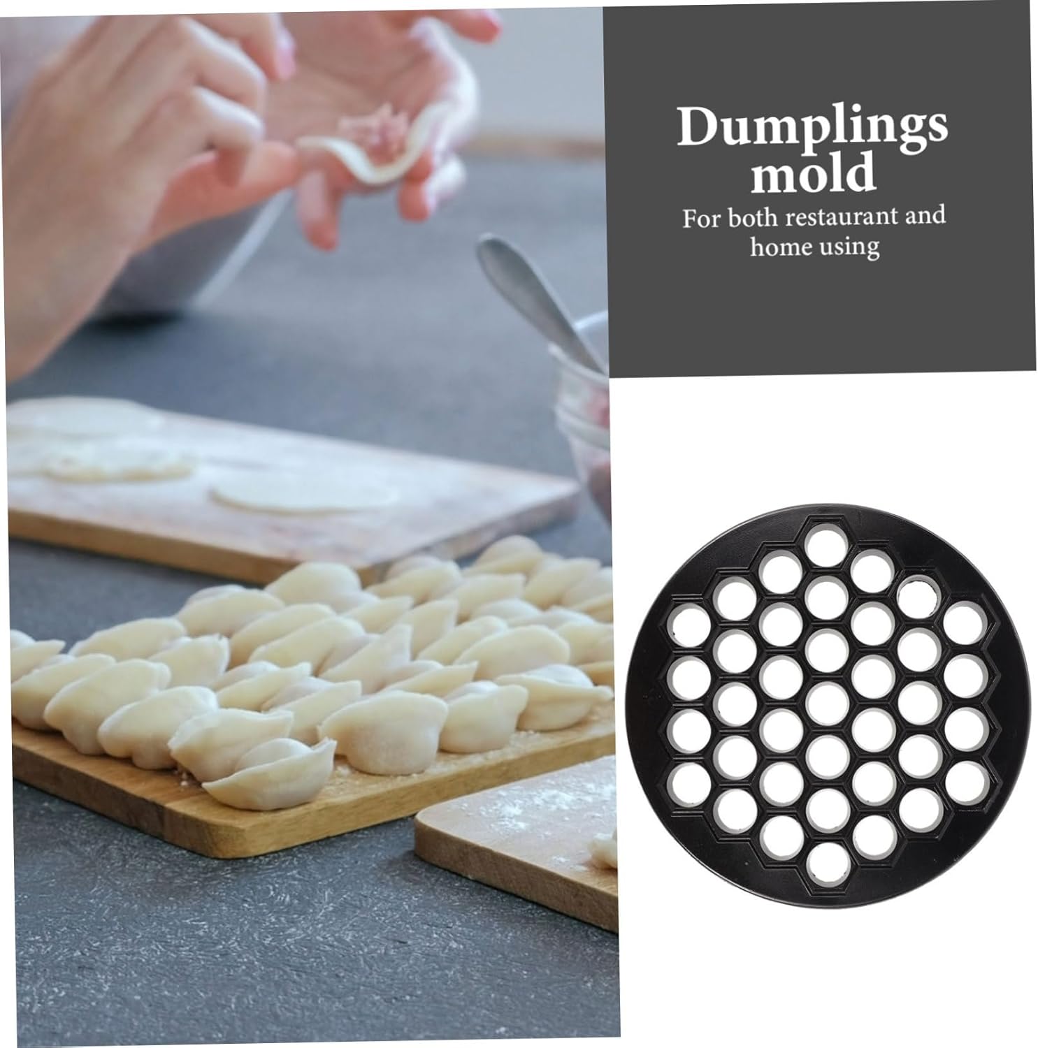 Cabilock 37holes Dumpling Maker Zinc Alloy Mold for Cooking Makes Dumplings Simultaneously Easy Storage Kitchen Accessory Black