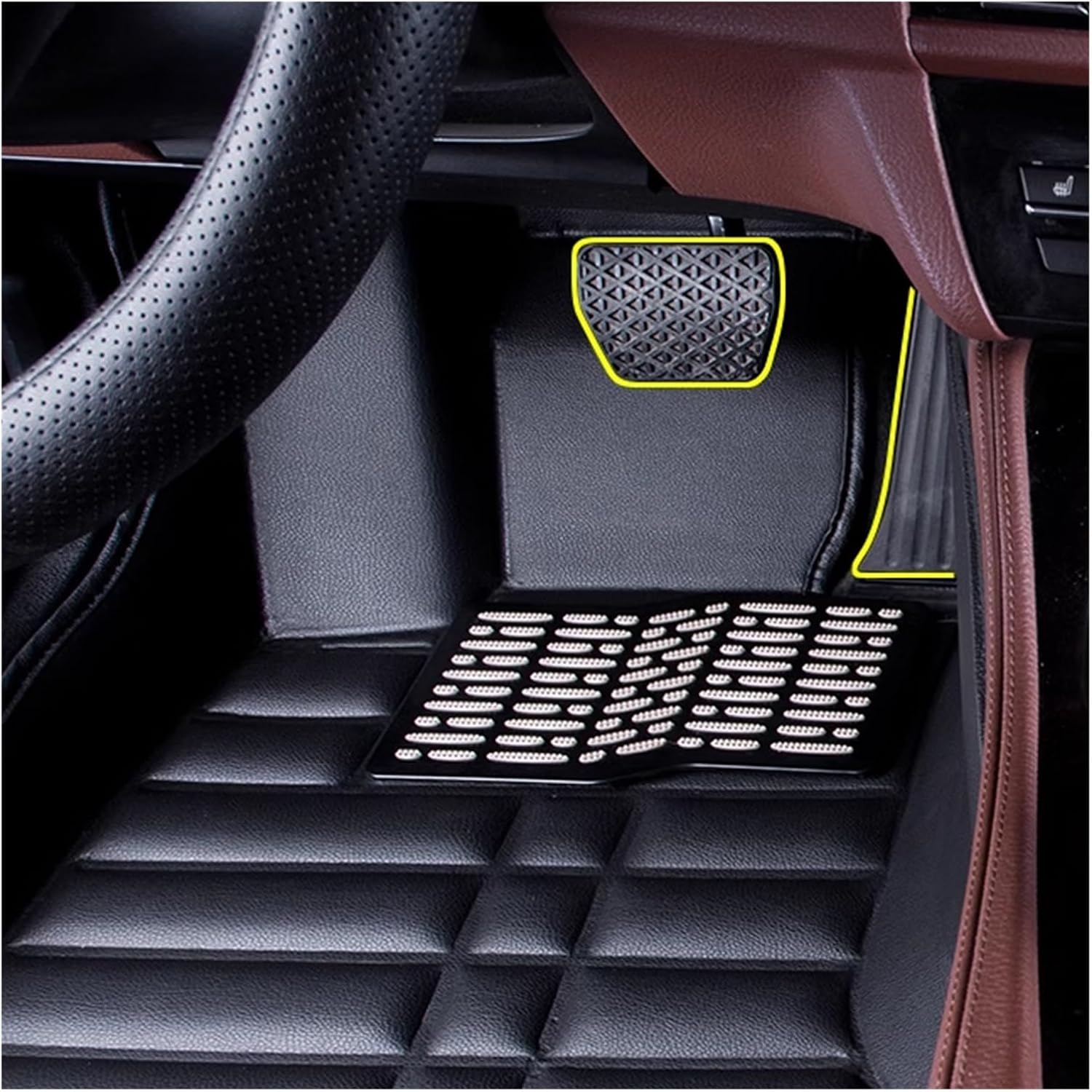 Car Floor Mat Compatible with Toyota Corolla E210 Altis Hybrid 2019~2024 Leather Foot Inner Liner Carpet Pad Custom Cover Rug Accessories(Beige)