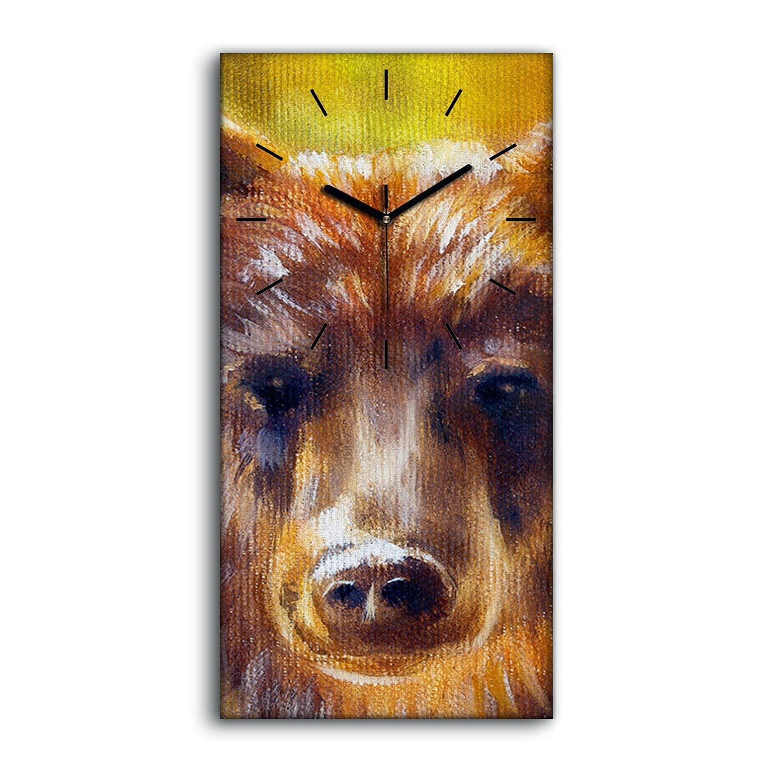 Horloge sur Toile Salon Moderne Coloray 30x60cm - Ambiance Ours Animalier