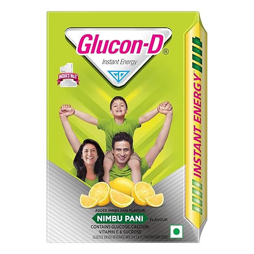 Glucon-D Glucose Based Beverage Mix - 450 g Carton (Nimbu Pani)