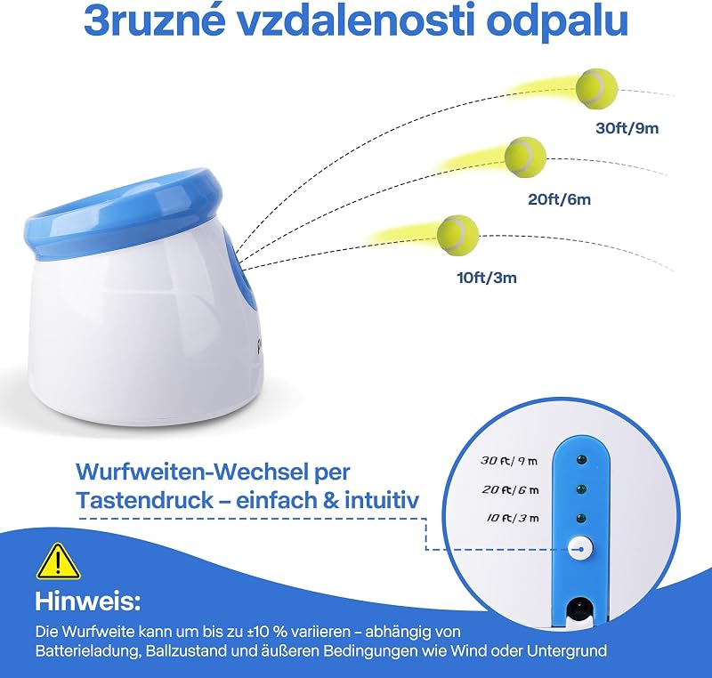 Pet Prime Automata Labdavető Kutyáknak 3 Távolsággal 3-9m Teniszlabdákkal