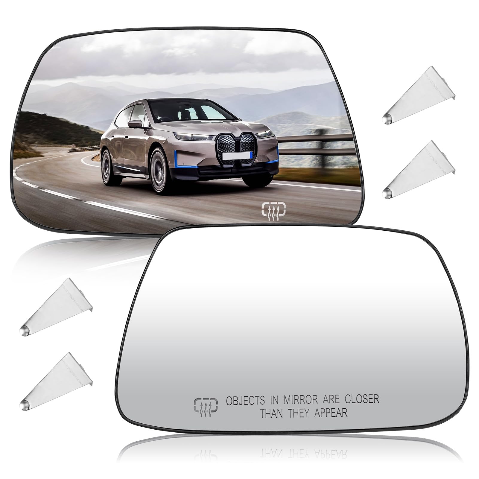 Hurotoms Driver Left & Passenger Right Side Heated Mirror Glass for 2005-2010 Jeep Grand Cherokee, Replace 5142874AA 5142875AA