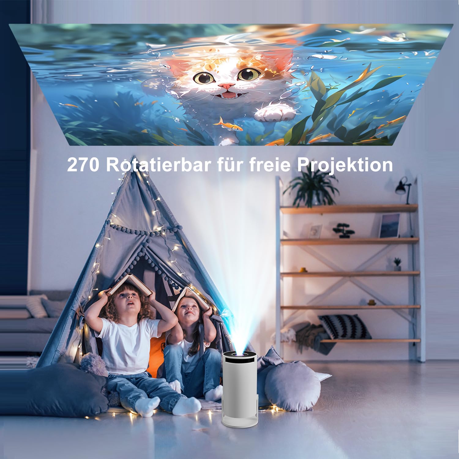 ZDSSY Proiettore Smart, 1080P Native con supporto 4K, WiFi 6 e Bluetooth 5.4, correzione autofocus/trapezio, app integrate, controllo vocale, proiettori di film portatili per esterni