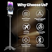 Vista 2 de Palos Selfie para iPhone, trípode multifuncional 4 en 1 para teléfono con control remoto, palo selfie mini de bolsillo, adecuado para fotografía
