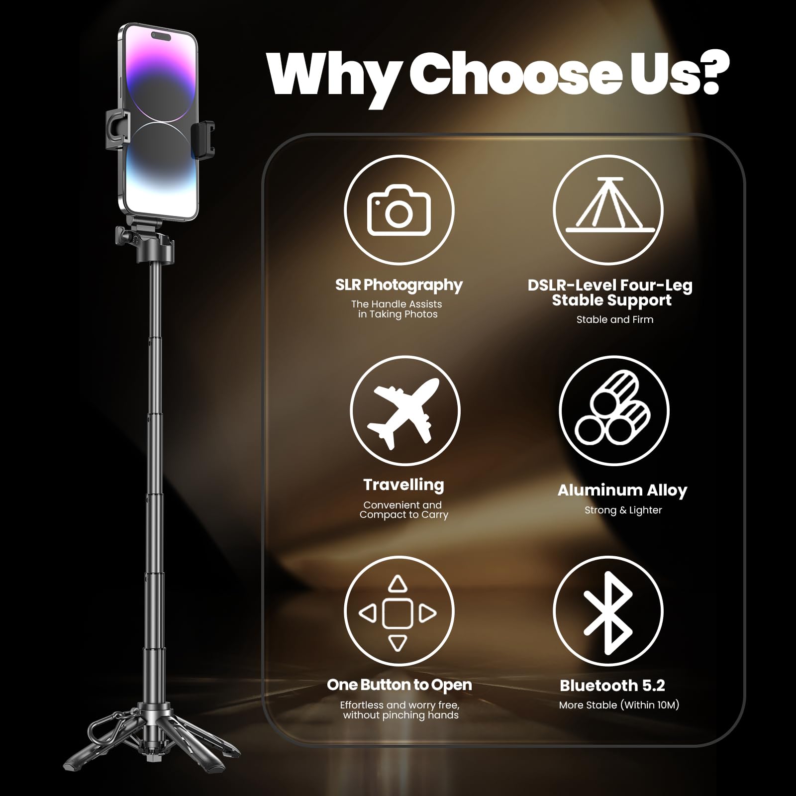 Palos de selfie para iPhone, trípode multifuncional 4 en 1 con control remoto, mini palo selfie de tamaño de bolsillo, adecuado para fotografía, transmisión en vivo, artículos esenciales de