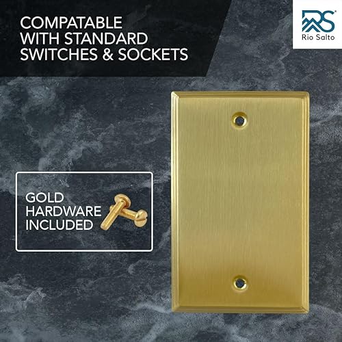 Miniatura 7 de Rio Salto Placa de pared moderna de metal dorado para cubierta de enchufe o interruptor de luz (placa en blanco de 1 banda (paquete de 1)