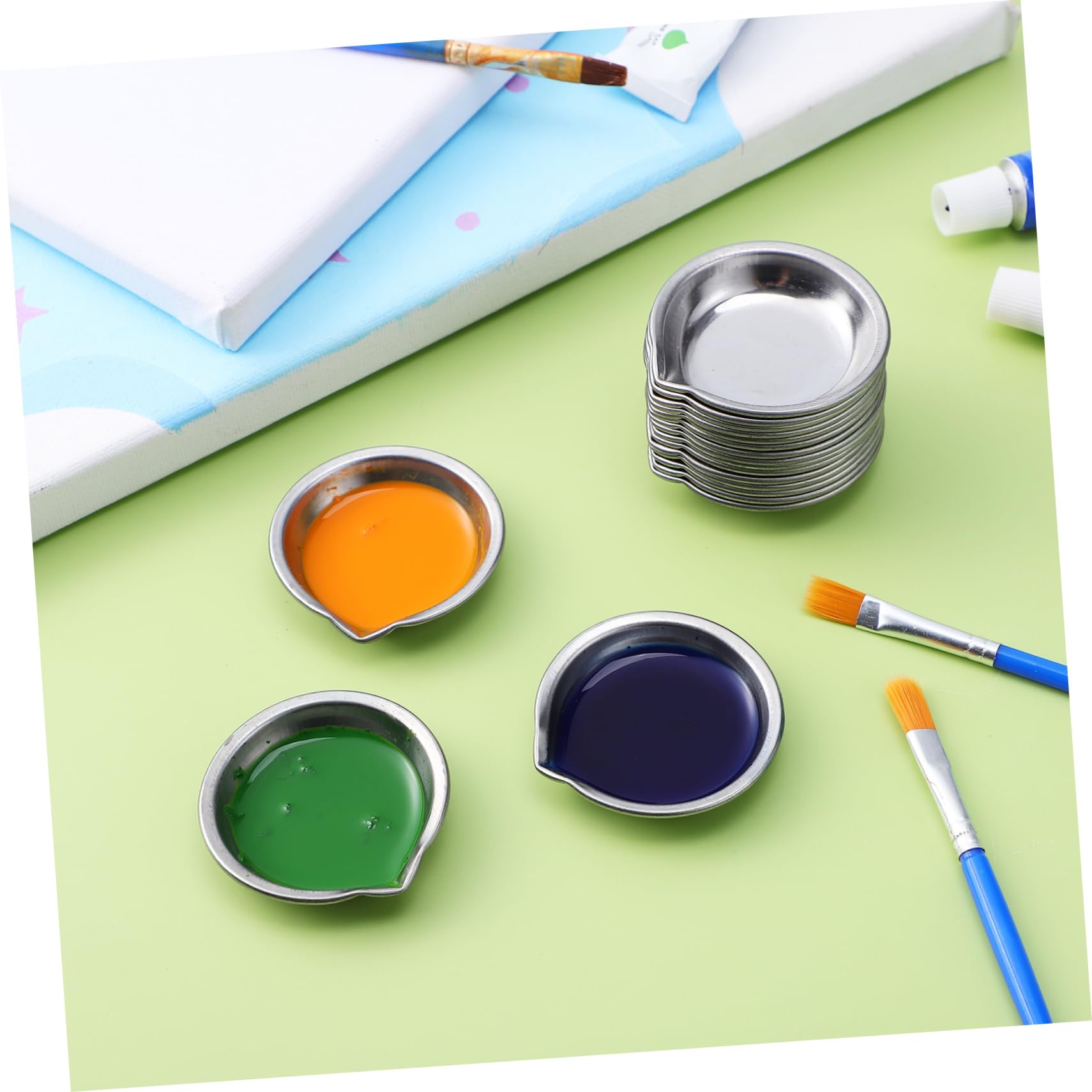 DOITOOL 4 Sätze Palette Aquarellfarbe Farbbecher Tabletts Aquarell -mischtablett Kunst Klein Farbtablett Wasser Farbmischtablett Malen -mischwerkzeug Rostfreier Stahl 18 Stück * 4