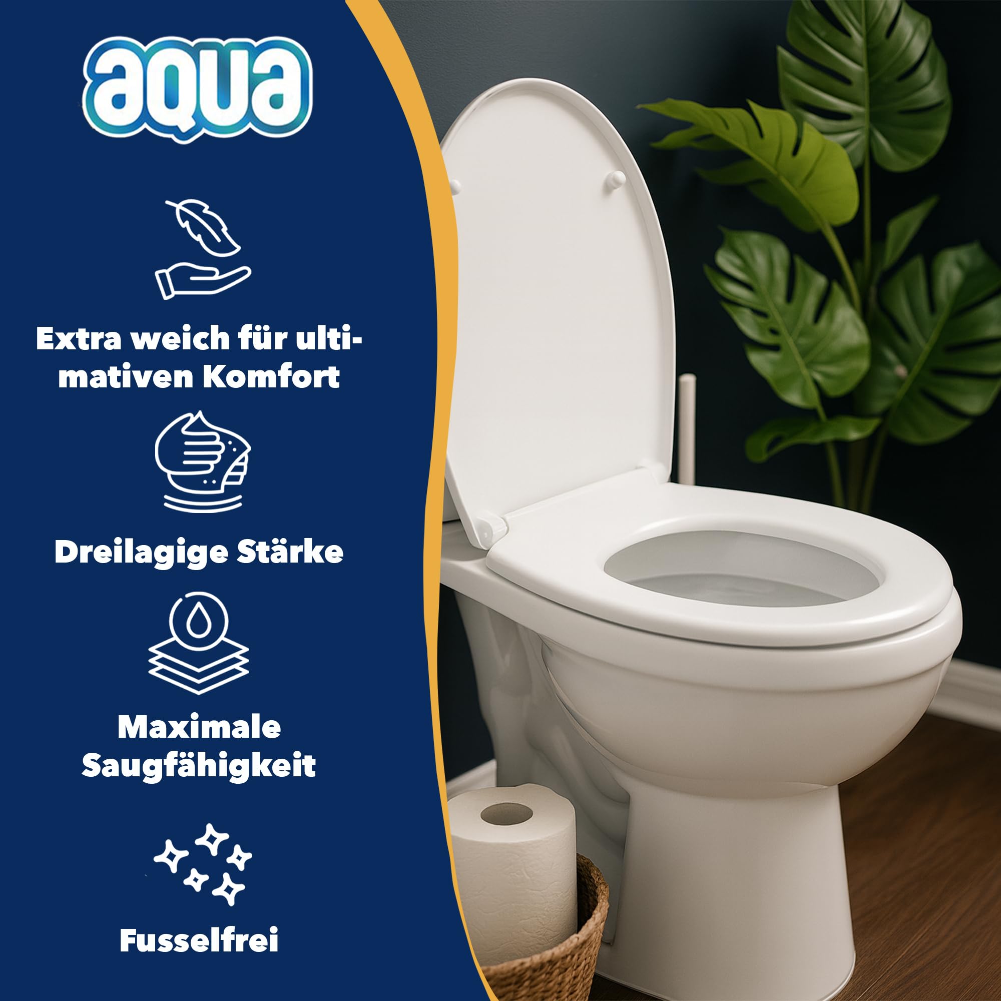 AQUA Triple Soft Toilettenpapier- 64 Rollen WC-Papier - 3-lagig