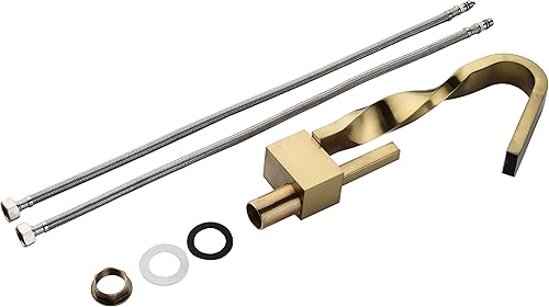 Miniatura 7 de Grifos de baño cepillados, grifo dorado para fregadero de cocina con un solo agujero, grifo de fregadero de latón de una sola manija mezclada con