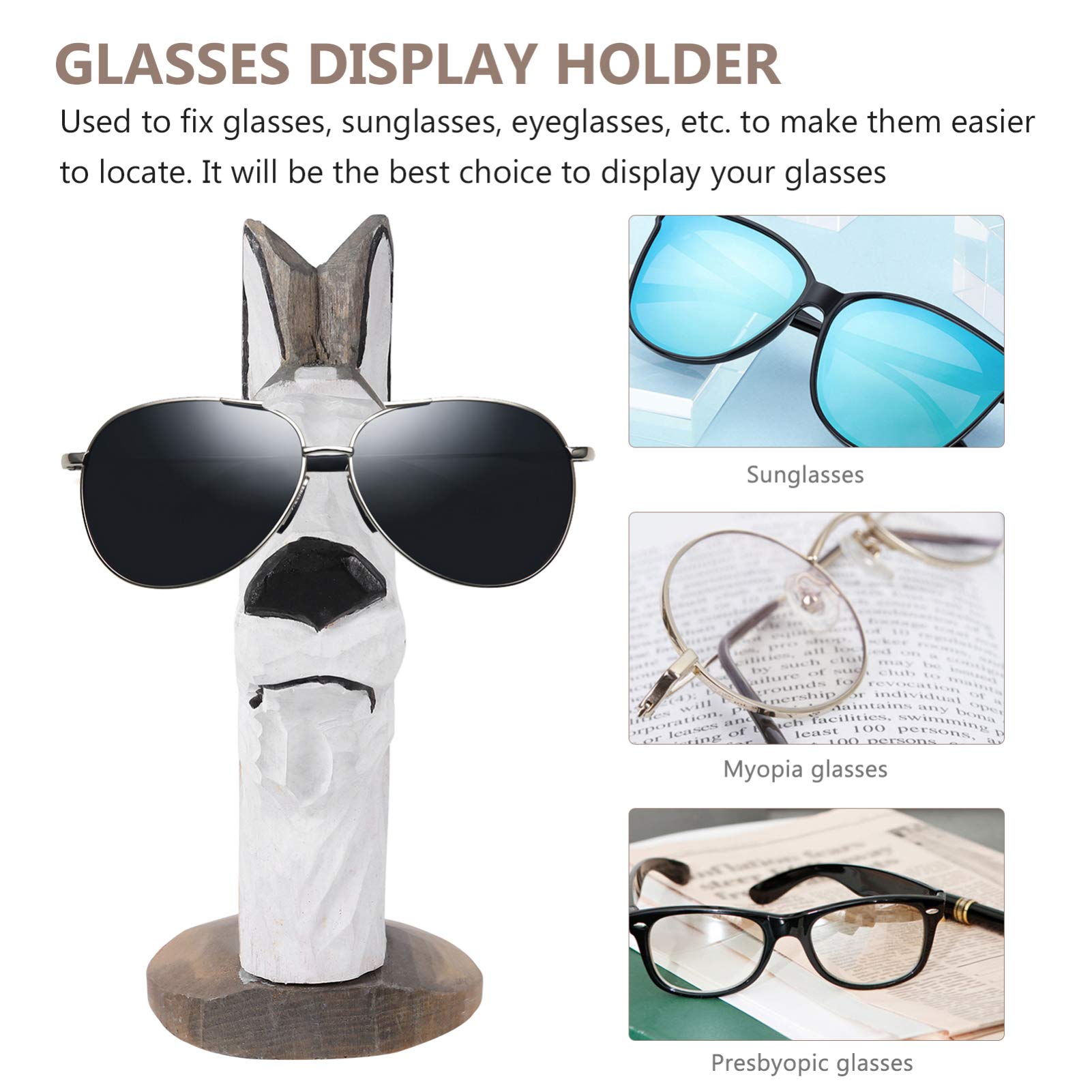 NUOBESTY 3 Pièces Monture De Lunettes En Bois Porte-lunettes Pour Animaux Support De Lunettes En Bois Présentoir De Lunettes De Soleil Porte-lunettes Animaux Chien Décor Boisé Bureau Cadre