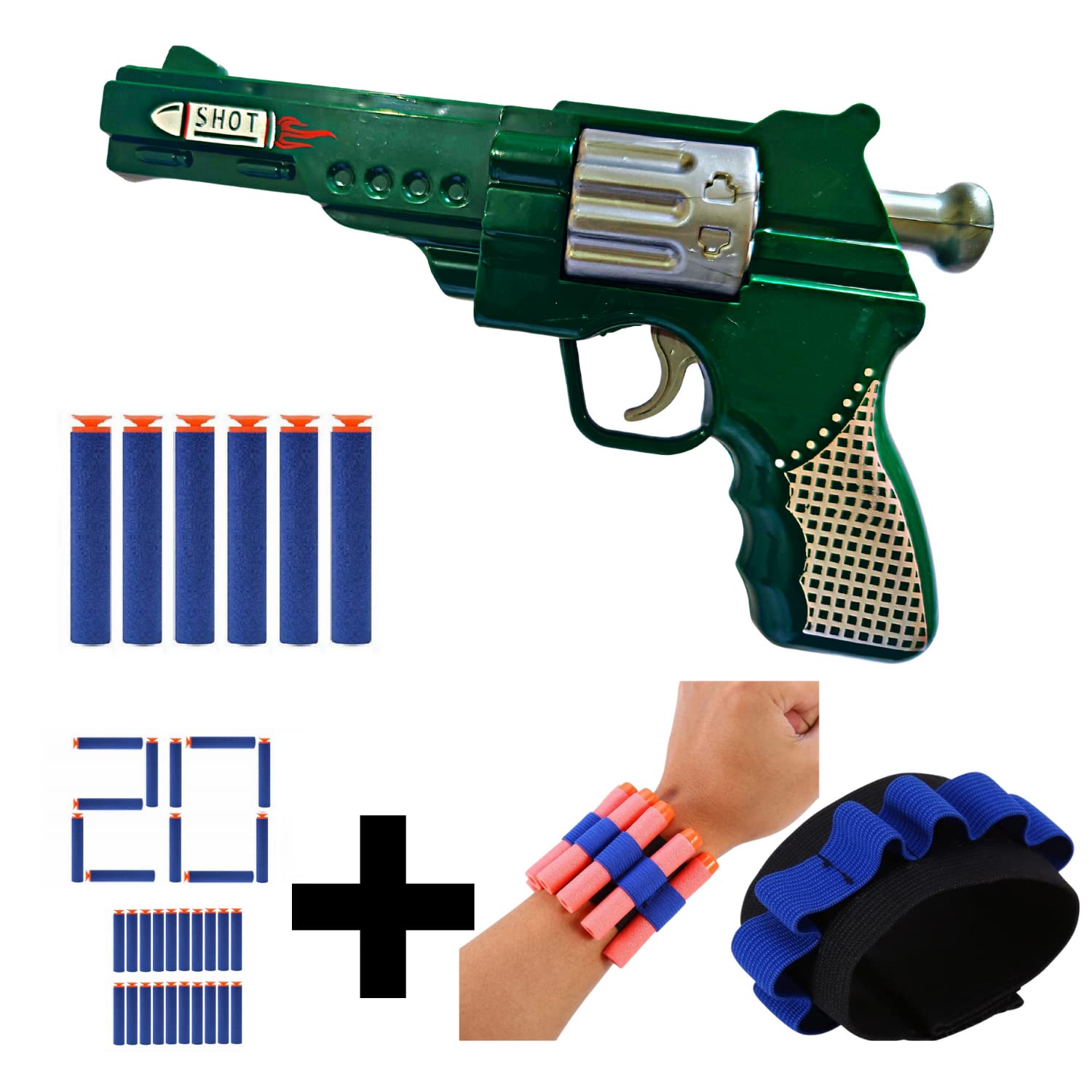 Toy Cloud Pistol Soft Blaster Manual Soft Bullet Dart Shooting Toy & 6 Safe Foam Bullets with 1 Hand Strap for Darts & 20 Pcs Extra Dart Bullets, Safe and Long Range Shooting Gun - Multicolour (B0C6QGLTKC) Amazon Price History, Amazon Price Tracker