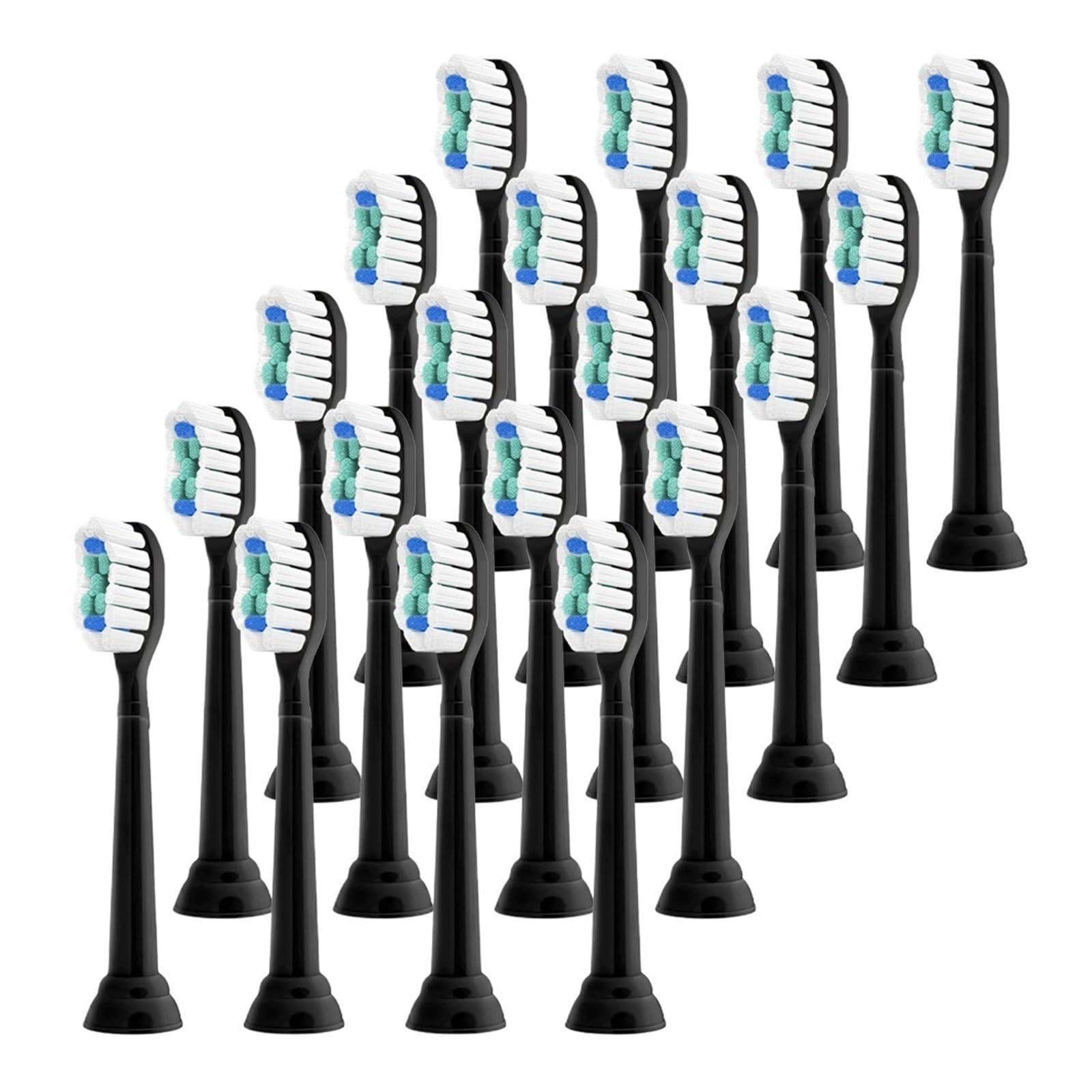 Mit Zahnbürstenköpfen | Standard-Ersatzbürstenkopfzubehör(Black-20 Pcs)