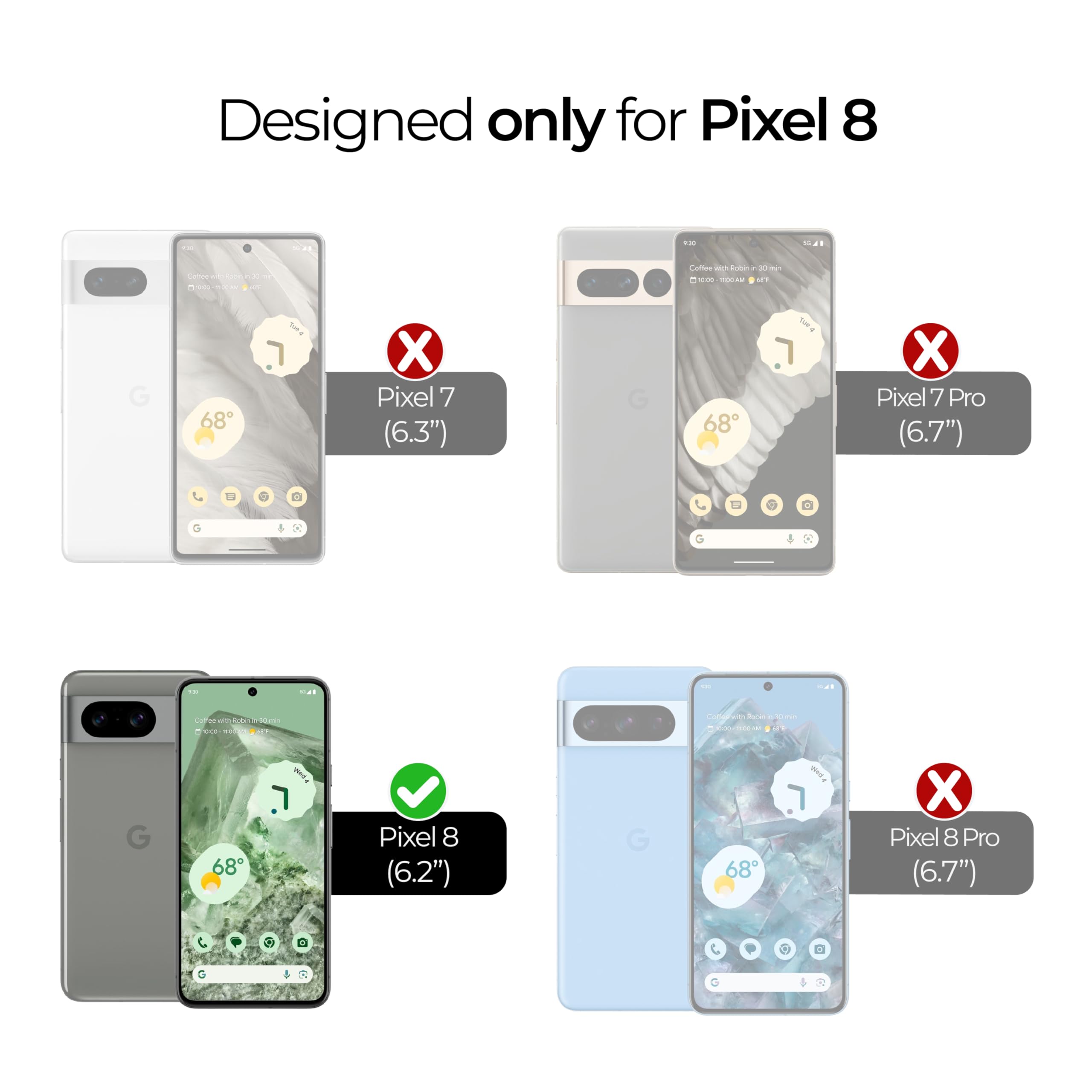 ArmorSuit Glass Screen Protector for Google Pixel 8 + Camera Lens Protector Tempered Glass 2+2 Pack Case Friendly (w/Alignment Tool)