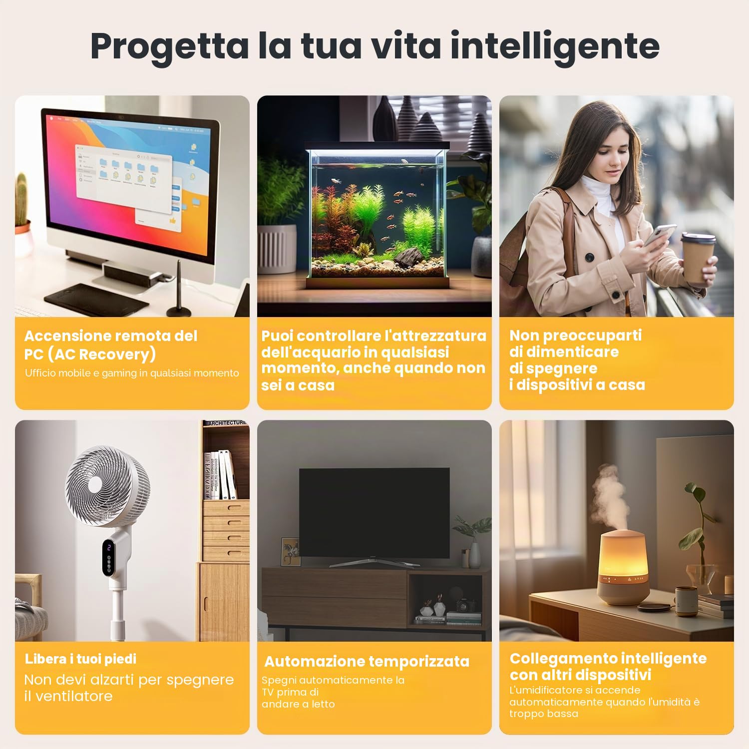 MIUCDA Smart - Multipresa con 4 prese da 10 A, 1 USB e 2 connettori tipo C, presa multipla commutabile singolarmente, compatibile con Alexa, Google Assistant, Smart Life, Tuya accesso remoto, 1,5 m