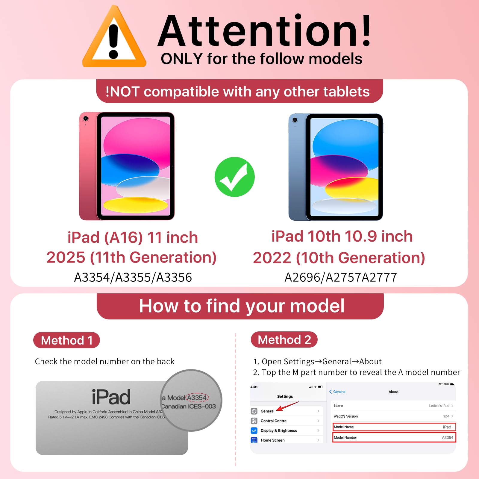 MoKo Custodia per iPad 11 Pollici (A16) 11a Generazione, iPad 10a Gen 10,9" 2022 con Portapenna, Trifold Sottile, Anguria Rosa