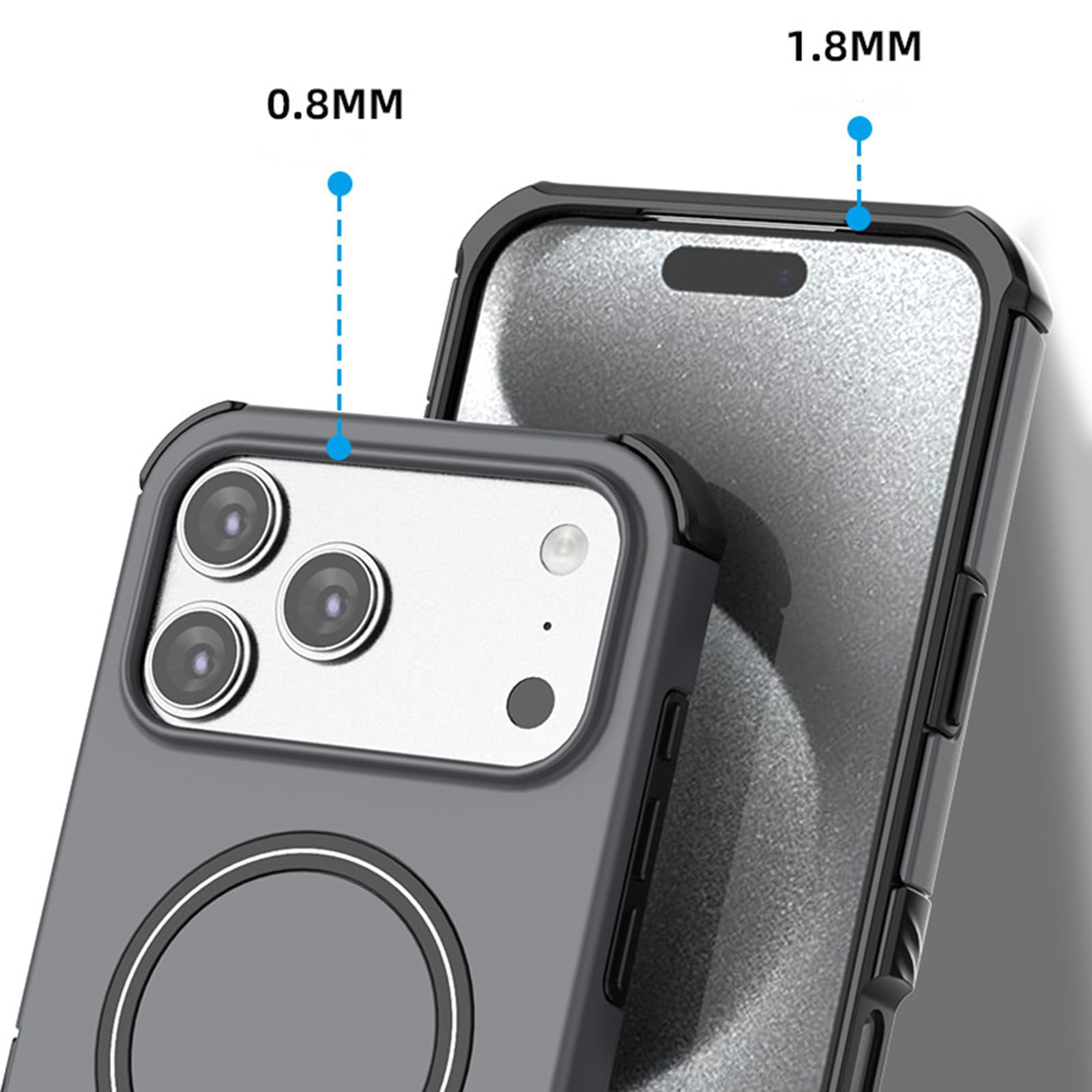 Magnetyczne etui do iPhone 17 Pro Max / 17 Pro / 17, cienkie, matowe, antypoślizgowe, odporne na uderzenia etui ochronne ze składanym stojakiem, etui na telefon komórkowy, brązowe, 17