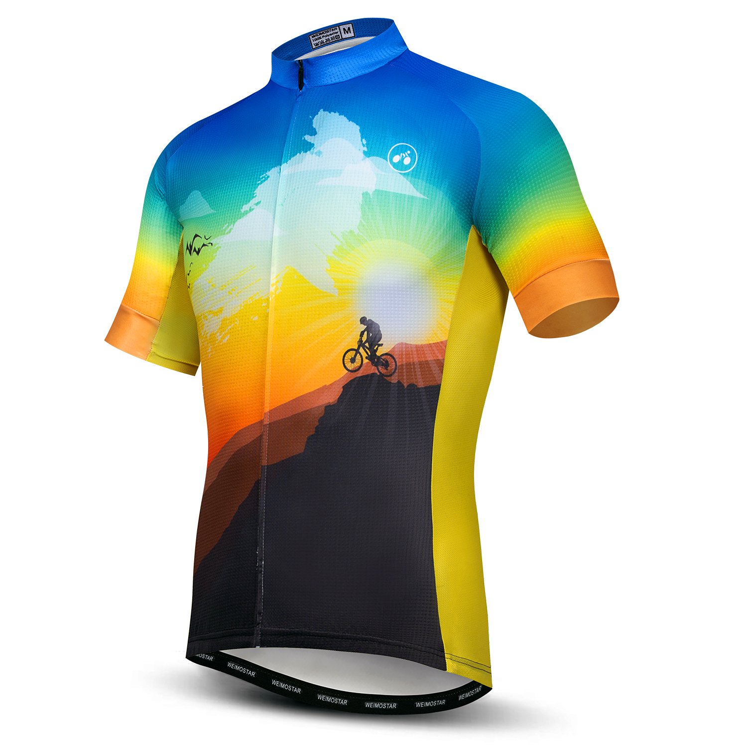 JPOJPO Men's Cycling Jersey Bicycle Short Sleeved Bicycle Jacket with Pockets Blue-yellow Chest37-40.1"=Tag M