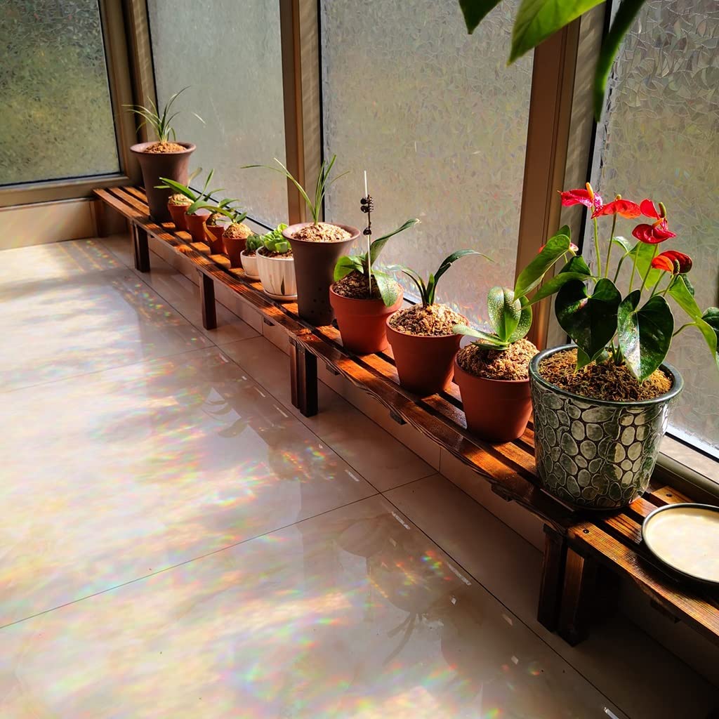Vaso da fiori in legno da balcone da giardino con supporto per piante grasse, multistrato, fioriere e accessori per fioriere da giardino all'aperto, grande capacità e design a gradini