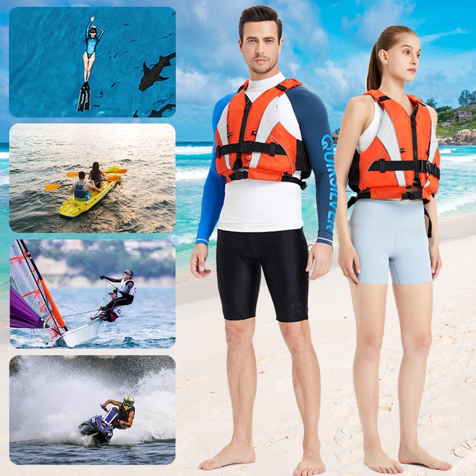 Swim Vest with Adjustable Safety Strap Unisex Adult Fishing Swim Vest Safety Float for Diving Snorkeling Swimming Surfing Water Sports Boating Kayaking Outdoor Safety Gear