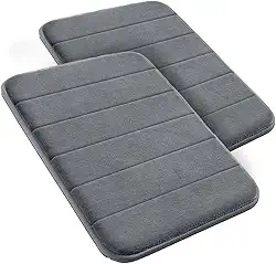 Decolab Tapete Antiderrapante Banheiro Super Soft | Kit Tapete Banheiro Box ou Banheira Completo | Jogo Tapetes Para Banheiro Multiuso Decoração Quarto (Cinza-escuro, 2 Peças)