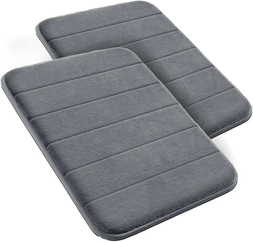 Decolab Tapete Antiderrapante Banheiro Super Soft | Kit Tapete Banheiro Box ou Banheira Completo | Jogo Tapetes para Banheiro Multiuso Decoração Quarto (Cinza-escuro, 2 Peças)