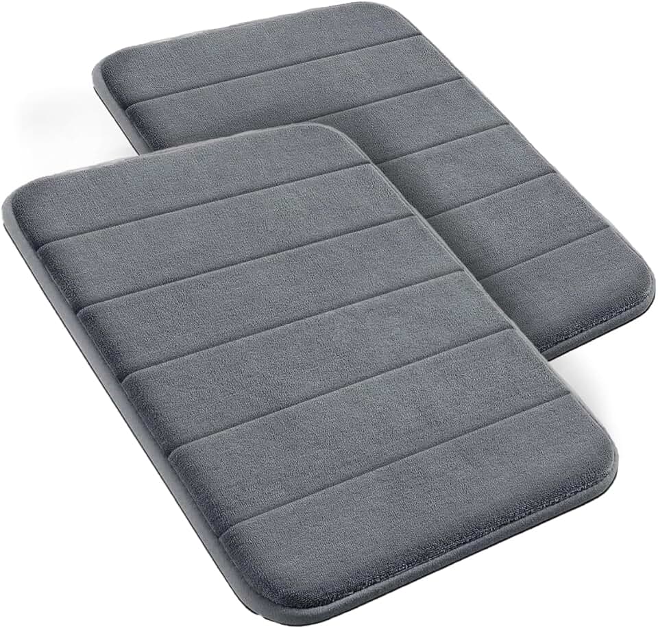 Decolab Tapete Antiderrapante Banheiro Super Soft | Kit Tapete Banheiro Box ou Banheira Completo | Jogo Tapetes Para Banheiro Multiuso Decoração Quarto (Cinza-escuro, 2 Peças)