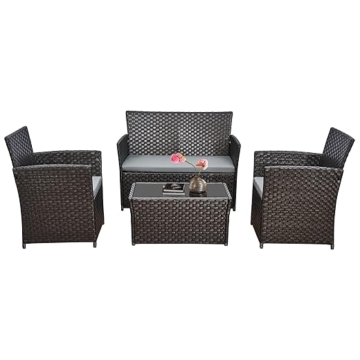 4-Piece Grey Garden Furniture Set by Yaangagpe