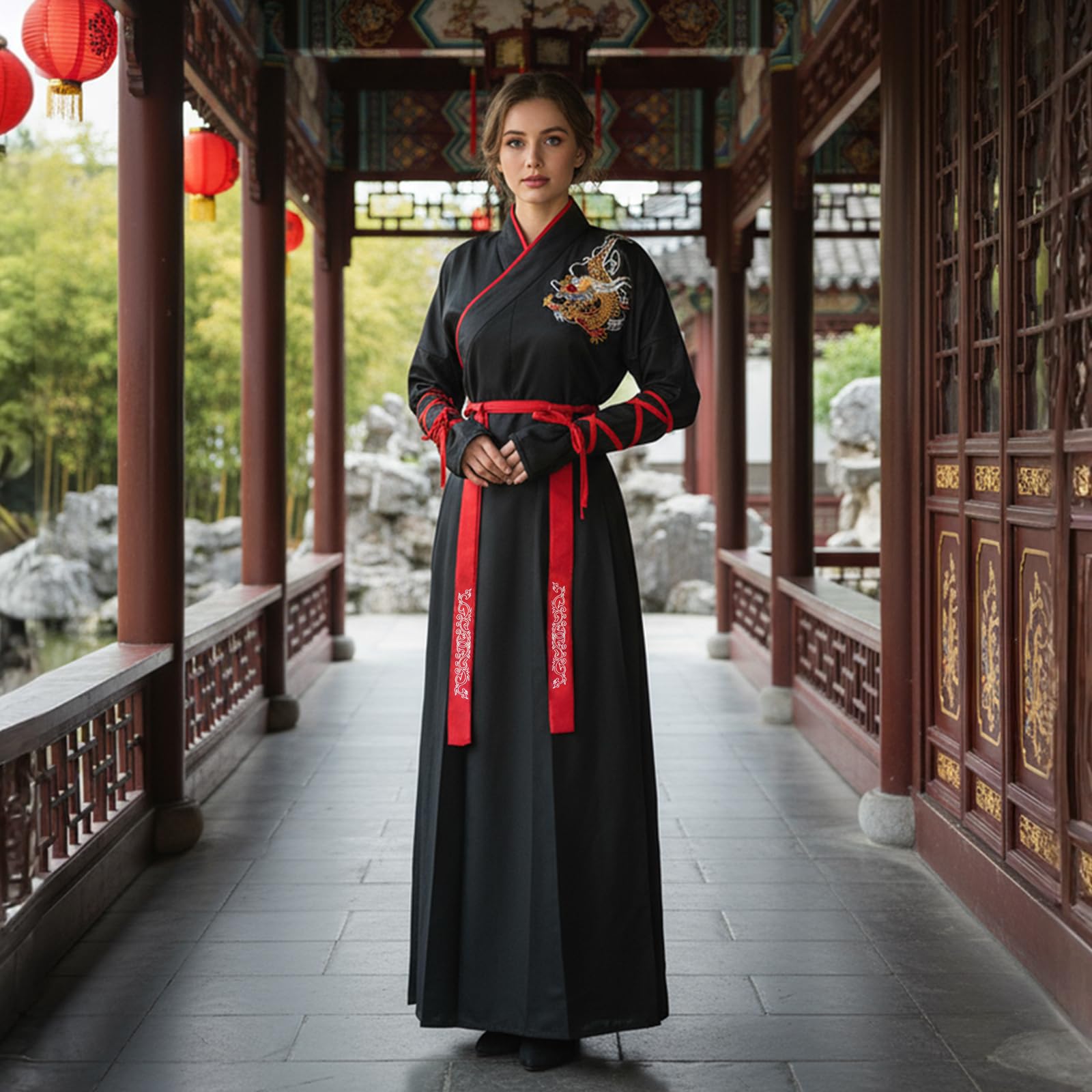 CRFASIBE Women Chinese Hanfu Dress, Traditional Chinese Costume with Accessories Set - Image 2