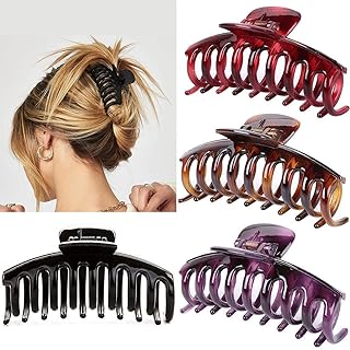 Large Hair Claws Clips for Women Girls,Plastic Hair Claw Banana Clips , Big Hair Claw Clips 4 Inch Nonslip Large Claw Clip for Women and Girls Thin Hair, Strong Hold Hair Clips for Thick Hair ( 4PACK)