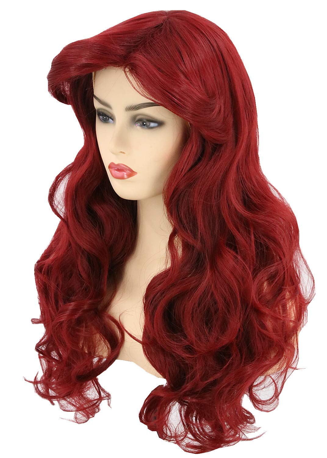 Topcosplay Women's Wigs Long Wave Halloween Cosplay Costume Wigs (Dark Red)
