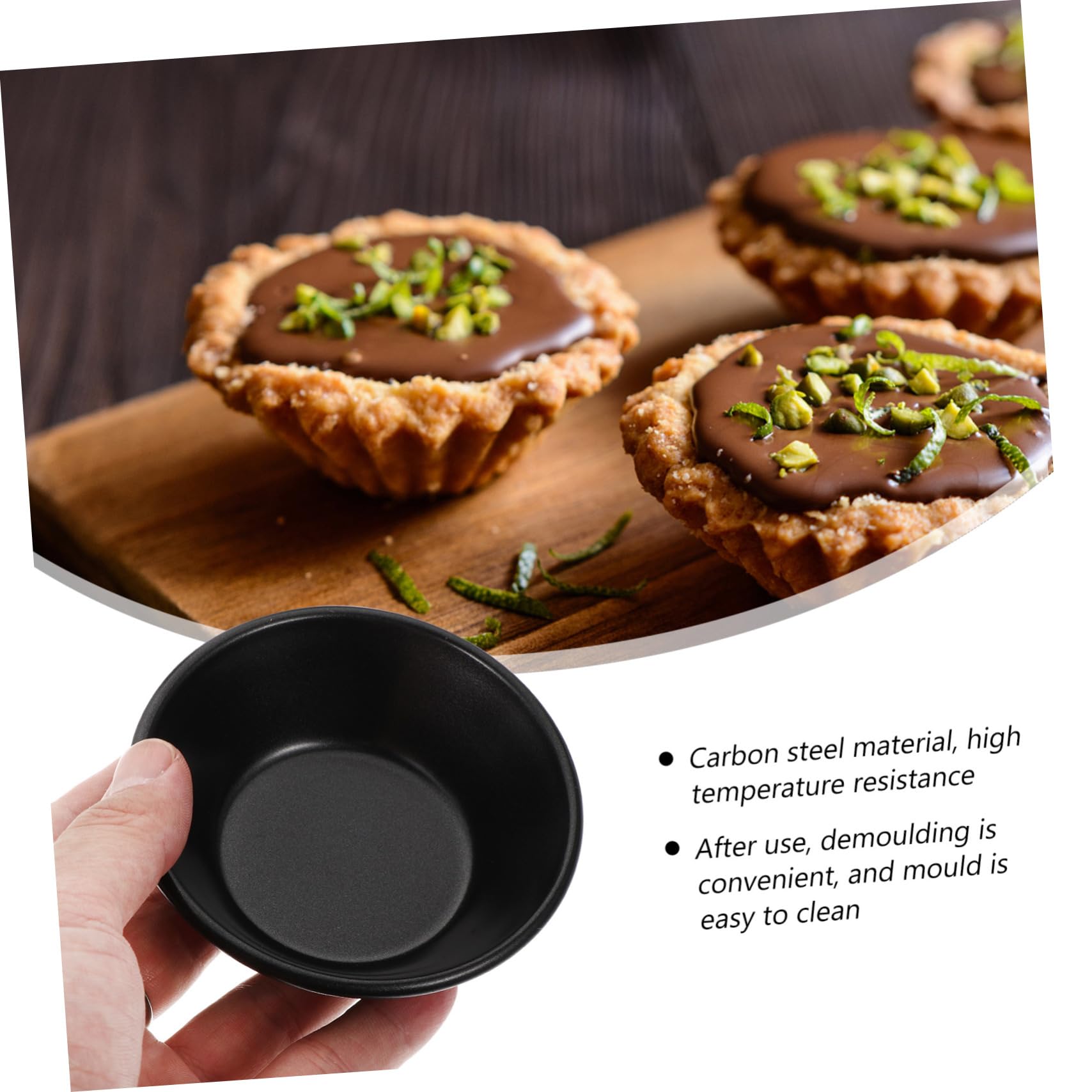 IMIKEYA 4Pcs Non Stick Mini Pans Baking Made of Easy to Clean and Demold for DIY Tarts Quiches and Desserts Black Color