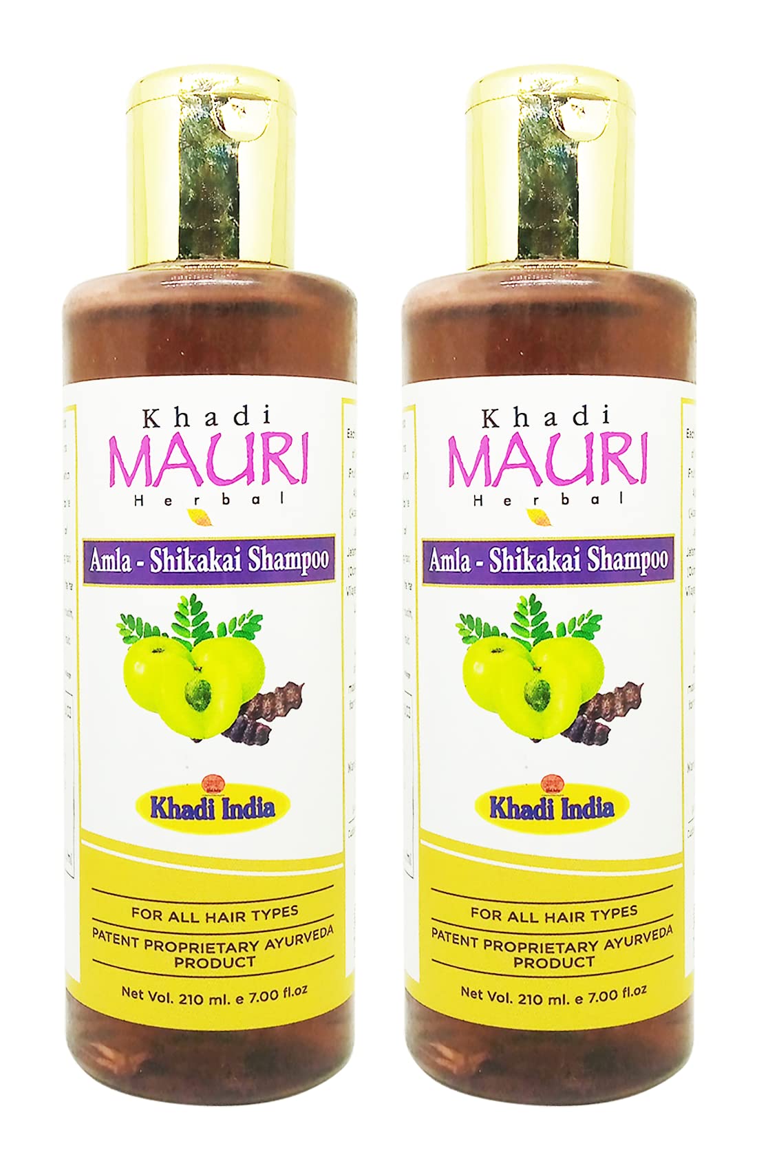 Khadi MAURI Amla Shikakai Shampoo - Pack of 2 (420 ml), brown (KMAMLSHKSATX2)
