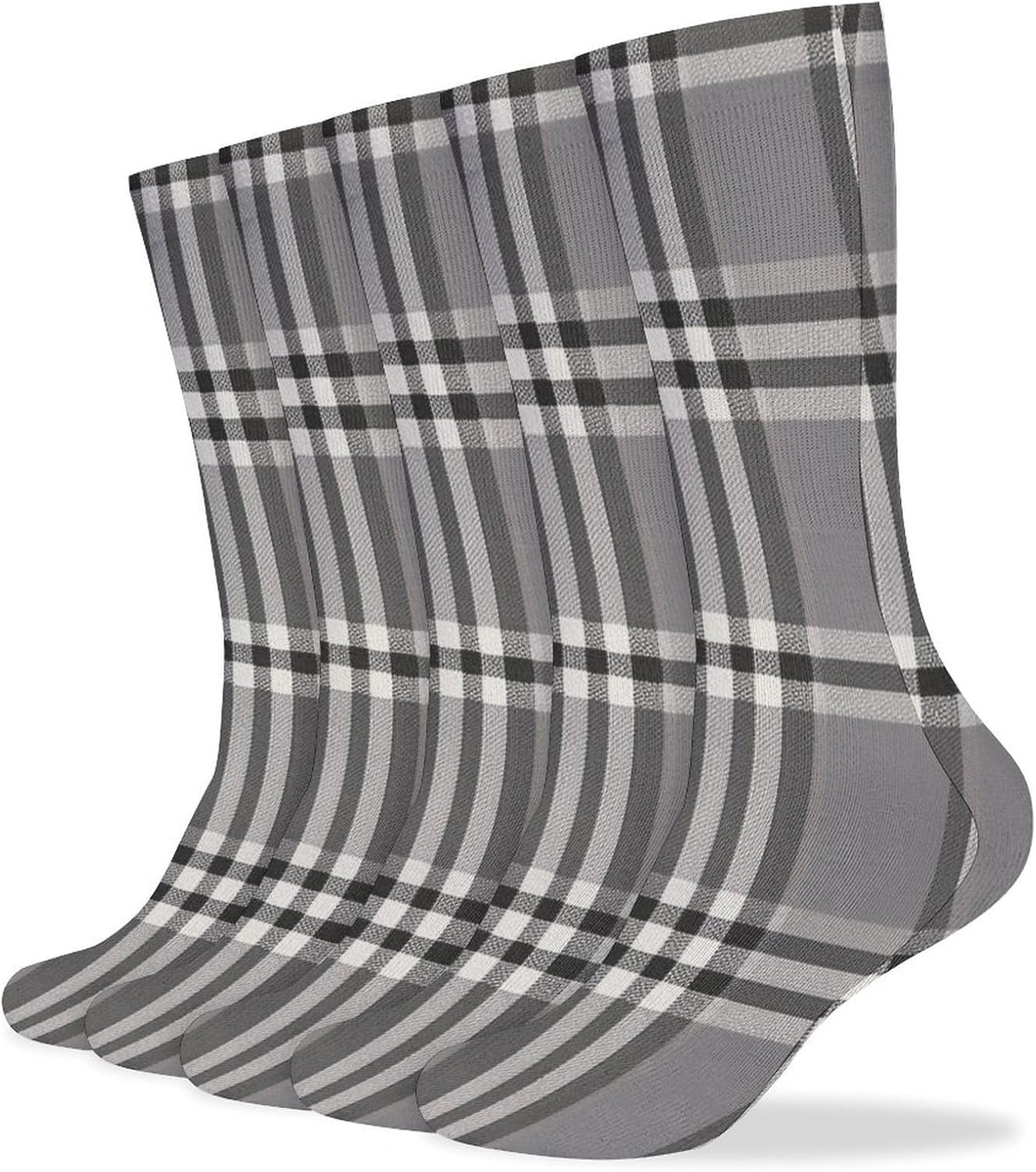 Gray Plaid Lines Stocking - Cute Casual Long Athletic,Crew Sock for Men Women,Running Socks Soft Breathable for Gift